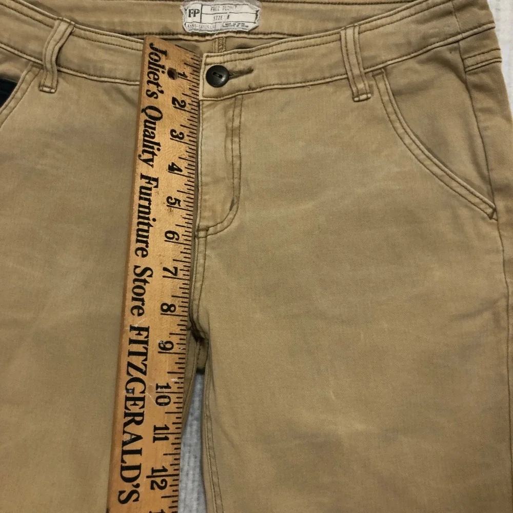 Free People Tan Khaki‎ Utility Patch Knee Pants Size 6